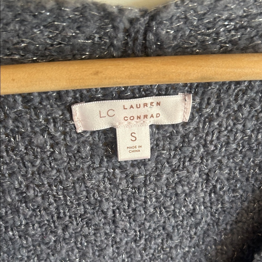 LC Lauren Conrad Shaker Crop Cardigan Button Down in Sea Smoke Small - Picture 3 of 4